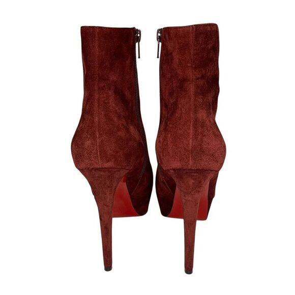 Christian Louboutin Bianca Bootie 120 EU 38.5 US 8.5 Burgundy Suede Platform - Picture 7 of 10